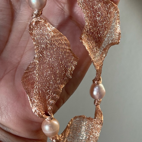 😍925 & Bronze Corded Pearl Necklace 😍 - Picture 9 of 13